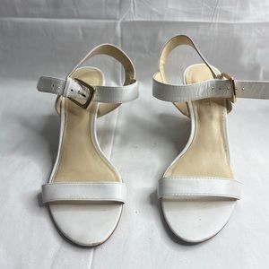Nine west White leather wedges